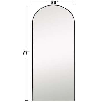 ZMYCZ Full Length Mirror, 71"x30" Arched Floor Length Mirror, Oversized Standing Mirror, Hanging or Leaning Against Wall Mounted Mirror, Large Full Body Mirror with Aluminum Frame for Bedroom (Black)