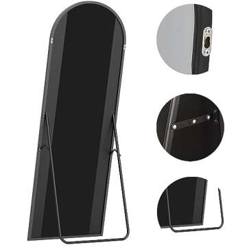 ZMYCZ Full Length Mirror, 71"x30" Arched Floor Length Mirror, Oversized Standing Mirror, Hanging or Leaning Against Wall Mounted Mirror, Large Full Body Mirror with Aluminum Frame for Bedroom (Black)
