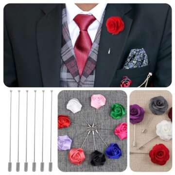 HEALLILY Metal Stick Pin Silver Brooch Safety Pins Long Needle Eye Pin with Stopper Ends for Men Women Suit Tie Hat Scarf Accessories 90mm 20Pcs (Silver)