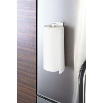 Yamazaki Home KT-PL AK WH Plate Magnetic Paper Towel Holder, 約W6×D5.5×H24.5cm, White