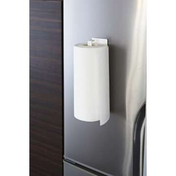 Yamazaki Home KT-PL AK WH Plate Magnetic Paper Towel Holder, 約W6×D5.5×H24.5cm, White