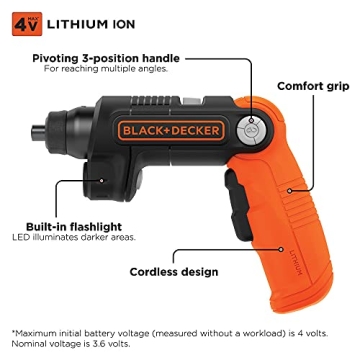 BLACK+DECKER 4V MAX* Cordless Screwdriver with LED Light