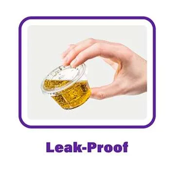 Pantry Value [1 oz. - 200 Count Clear Disposable Plastic Portion Cups with Lids - Small Plastic Condiment Containers for Sauce, Salad Dressings & Portion Control