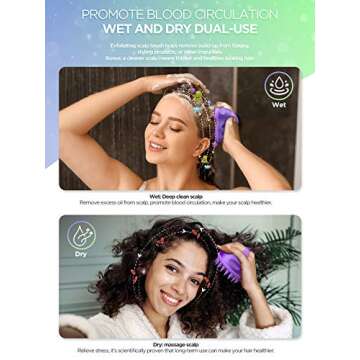 Hicober Scalp Massager, Scalp Scrubber, Scalp Massager Shampoo Brush Head Massager Scalp Stress Relax Scalp Exfoliator Hair Brush Head Scrubber 2 Packs Scalp Brush for Shower