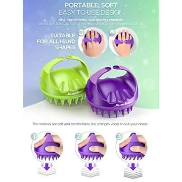 Hicober Scalp Massager, Scalp Scrubber, Scalp Massager Shampoo Brush Head Massager Scalp Stress Relax Scalp Exfoliator Hair Brush Head Scrubber 2 Packs Scalp Brush for Shower