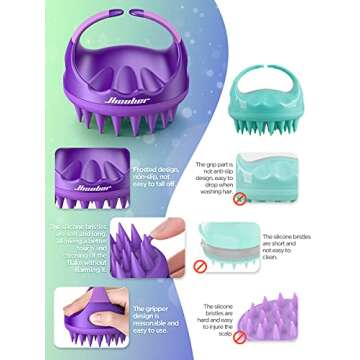 Hicober Scalp Massager, Scalp Scrubber, Scalp Massager Shampoo Brush Head Massager Scalp Stress Relax Scalp Exfoliator Hair Brush Head Scrubber 2 Packs Scalp Brush for Shower
