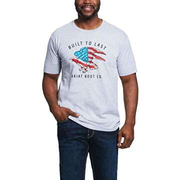 ARIAT Men's Eagle Freedom Short Sleeve T-Shirt, Athletic Heather (Medium)