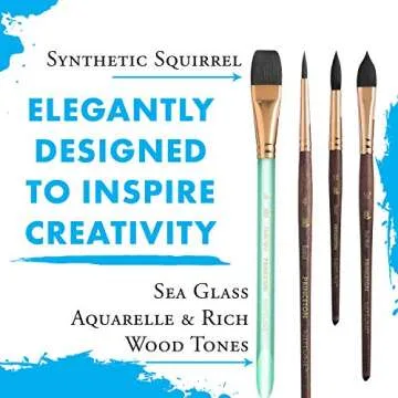 Princeton Artist Brush Neptune Series 4750 - 4-Piece Synthetic Squirrel Watercolor Paint Brush Set- Includes Aquarelle ¾” Oval Wash ½ & 2 Round Brushes Sizes 4 & 12