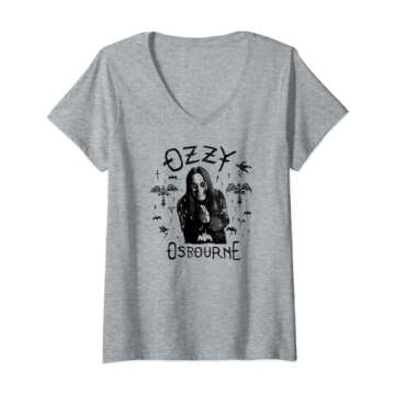 Womens Ozzy Osbourne - Flying Cross V-Neck T-Shirt