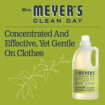 MRS. MEYER'S CLEAN DAY Liquid Laundry Detergent, Biodegradable Formula Infused with Essential Oils, Lemon Verbena, 64 oz - Pack of 2 (128 Loads)