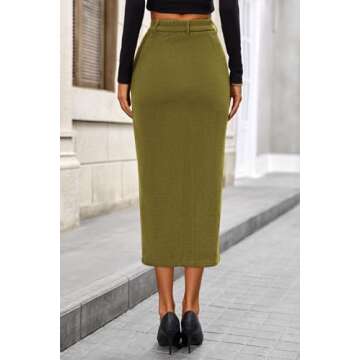 PRETTYGARDEN Women's Fall Midi Pencil Skirts Dressy Casual Work Office High Waisted Trendy Winter Co...