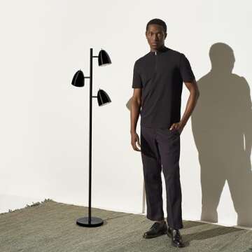 Brightech Jacob LED Standing Lamp, Modern Bright Floor Lamps for Living Rooms & Bedrooms, Tall LED Lighting Lamp with Adjustable 3 Light Tree – Classic Black