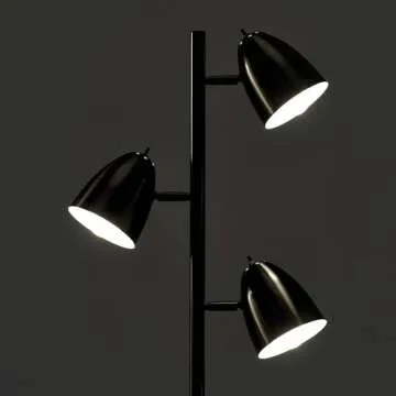 Brightech Jacob LED Standing Lamp, Modern Bright Floor Lamps for Living Rooms & Bedrooms, Tall LED Lighting Lamp with Adjustable 3 Light Tree – Classic Black