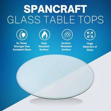 Spancraft 42" Inch Round 3/8" Thick Clear Glass Table Top with Pencil Edge Edge and Tempered Glass, Replacement Glass Table Top, Great for Dining Tables, end Tables, and Outdoor Patio Table Tops or