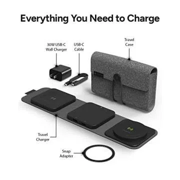 mophie Wireless 3 in 1 Travel Magnetic Wireless Charging Station, Multiple Devices, Compatible with ...
