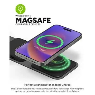 mophie Wireless 3 in 1 Travel Magnetic Wireless Charging Station, Multiple Devices, Compatible with Apple iPhones, Google, Samsung Devices, AirPods, BYO Watch Charger. (Watch Charger not Included)