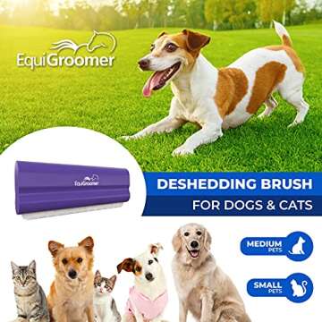 EasyGroomer Deshedding Brush for Dogs Cats | Purple | Undercoat Tool for Large and Small Pets | Comb...