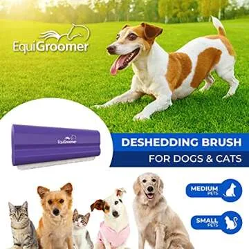 EasyGroomer Deshedding Brush for Dogs Cats | Purple | Undercoat Tool for Large and Small Pets | Comb...