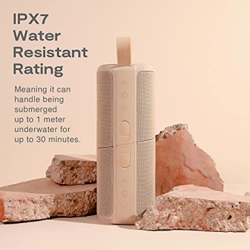 Kove Commuter 2 Portable Speaker - Terracotta Speakers, Wireless with HD Louder Volume, Deep Bass Subwoofer, Microphone, IPX7 Water Resistant - Perfect Boom Box for Home, Outdoor or Travel