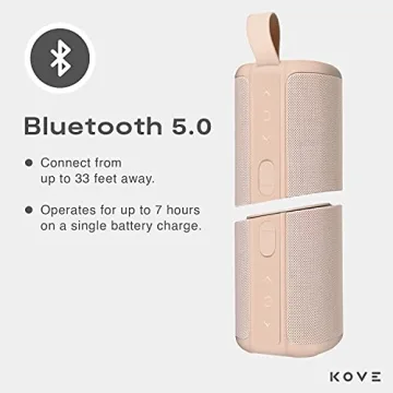 Kove Commuter 2 Portable Speaker - Terracotta Speakers, Wireless with HD Louder Volume, Deep Bass Subwoofer, Microphone, IPX7 Water Resistant - Perfect Boom Box for Home, Outdoor or Travel