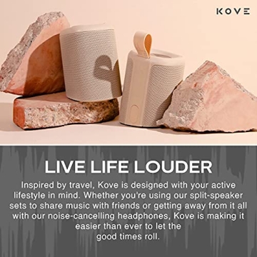 Kove Commuter 2 Portable Speaker - Terracotta Speakers, Wireless with HD Louder Volume, Deep Bass Subwoofer, Microphone, IPX7 Water Resistant - Perfect Boom Box for Home, Outdoor or Travel