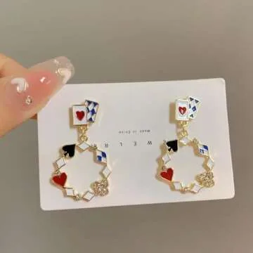 Stylish Queen of Hearts Poker Earrings for Women