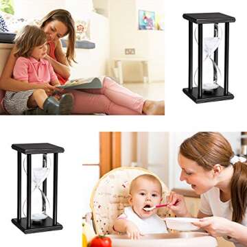 JIDUO Hourglass Timer 30/60 Minutes Wood Sand Hourglass Clock for Creative Gifts Room Decor Office Kitchen Decor Birthday (30 min, White)