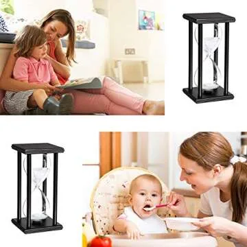 JIDUO Hourglass Timer 30/60 Minutes Wood Sand Hourglass Clock for Creative Gifts Room Decor Office Kitchen Decor Birthday (30 min, White)