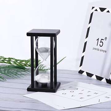 JIDUO Hourglass Timer 30/60 Minutes Wood Sand Hourglass Clock for Creative Gifts Room Decor Office Kitchen Decor Birthday (30 min, White)