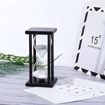 JIDUO Hourglass Timer 30/60 Minutes Wood Sand Hourglass Clock for Creative Gifts Room Decor Office Kitchen Decor Birthday (30 min, White)