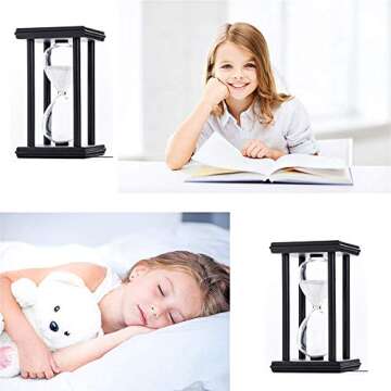 JIDUO Hourglass Timer 30/60 Minutes Wood Sand Hourglass Clock for Creative Gifts Room Decor Office Kitchen Decor Birthday (30 min, White)