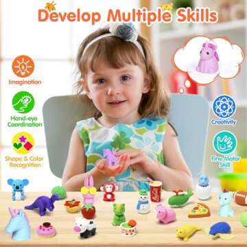 Moosia 120 Pack Animal Pencil Erasers for Kids Bulk Desk Pet Toy 3D Mini Puzzle Erasers Take Apart E...