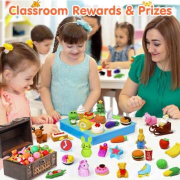 Moosia 120 Pack Animal Pencil Erasers for Kids Bulk Desk Pet Toy 3D Mini Puzzle Erasers Take Apart Erasers Treasure Box Toys Game Prize Party Favors Gift Classroom Prize Reward Back to School Supplies