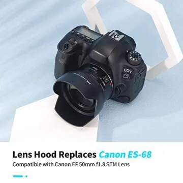 50mm Reversible Lens Hood Shade for Canon EF 50mm f/1.8 STM Lens - Black