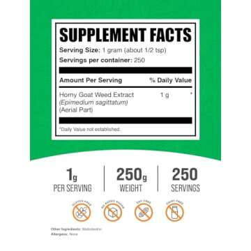 BulkSupplements.com Horny Goat Weed Extract - Epimedium Extract, Horny Goat Weed Herbal Supplements,...