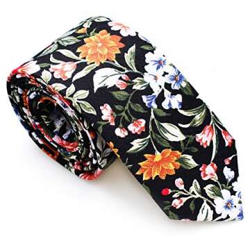 Stylish Cotton Skinny Floral Ties for Men - Gift Box Included