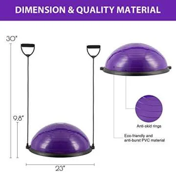 ZELUS Balance Ball Trainer Half Yoga Ball with Bands