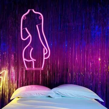 sparkleing Neon Sign, Lady Back LED Neon Lights Signs for Wall Decor Battery Powered and USB Powered...