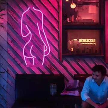 sparkleing Neon Sign, Lady Back LED Neon Lights Signs for Wall Decor Battery Powered and USB Powered Sexy Neon Sign for Bedroom, Bar Signs for Home Bar Man Cave Women Room Decor Party Art Decor Gift