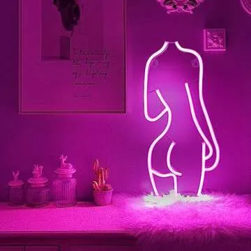 sparkleing Neon Sign, Lady Back LED Neon Lights Signs for Wall Decor Battery Powered and USB Powered Sexy Neon Sign for Bedroom, Bar Signs for Home Bar Man Cave Women Room Decor Party Art Decor Gift