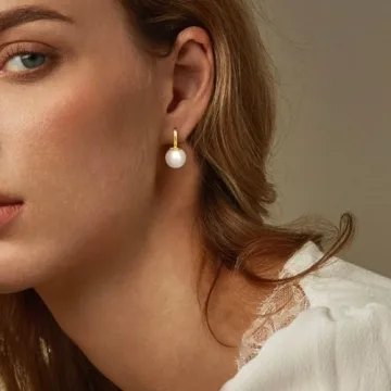 Moodear Pearl Drop Earrings Elegant 14K Gold Plated