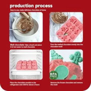 2PCS Christmas Silicone Cake Molds, 3D Christmas Chocolate Candy Molds, Snowflake Gingerbread Xmas Tree Cane Santa Snowman Shapes Baking Molds for DIY Candy Soap Jelly Ice Cube Tray Cake Topper