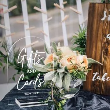 2pcs Clear Acrylic Wedding Signs for Ceremony and Reception, 5x7 Inch Modern Wedding Signage, Guest Book Sign, Cards and Gifts Sign for Wedding, Wedding Reception Signs with Holder