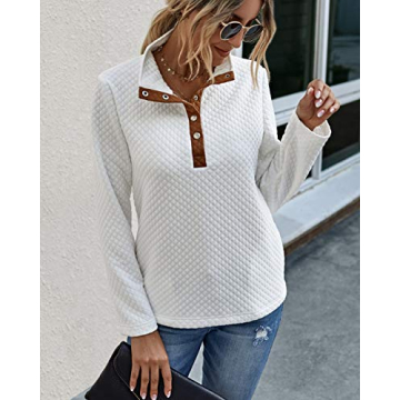 BTFBM Women Quilted Pattern Lightweight Pullover Sweatshirt