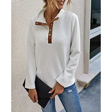 BTFBM Women Quilted Pattern Lightweight Pullover Sweatshirt