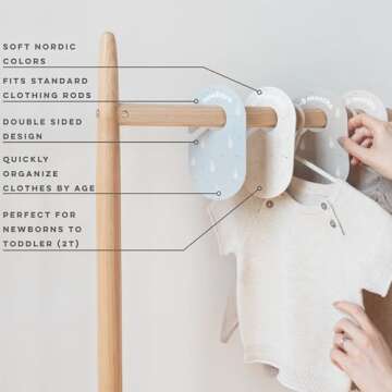 3 Sprouts Baby & Toddler Hanger Closet Dividers Set of 8 - Durable Baby Clothes Organizer, Nursery Closet Organization for Baby Clothing by Size or Age from Infant to Toddler Boy & Girl - Rabbit