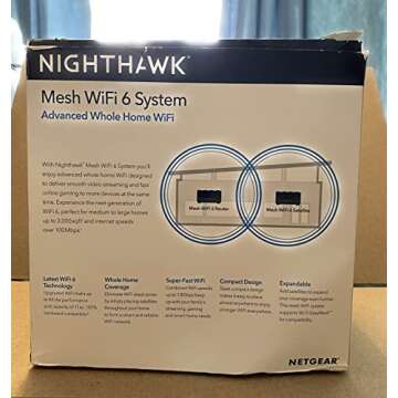 NETGEAR Nighthawk Whole Home Mesh WiFi 6 System (MK62) - AX1800 router with 1 satellite extender, co...