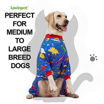LovinPet Large Dog Recovery Pajamas in Dino Print