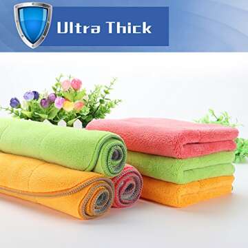 Ultra-Thick Microfiber Cleaning Cloths, Super Absorbent Dust Cloths Buffing Cloths with Two Color on Two Side by House Again, Lint Free Streak Free for Tackling Any Cleaning Job with Ease, 6-Pack