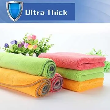 Ultra-Thick Microfiber Cleaning Cloths, Super Absorbent Dust Cloths Buffing Cloths with Two Color on Two Side by House Again, Lint Free Streak Free for Tackling Any Cleaning Job with Ease, 6-Pack